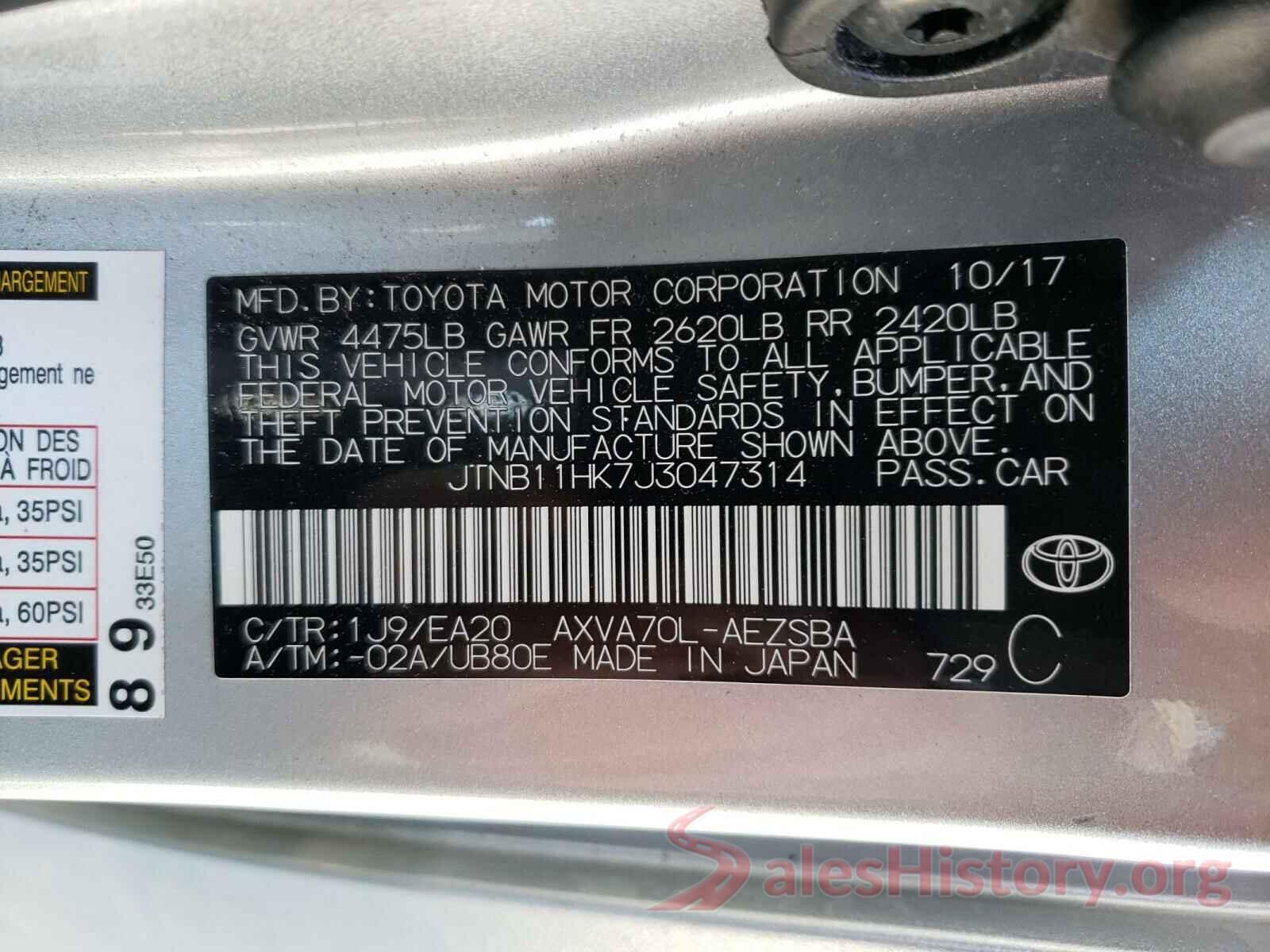 JTNB11HK7J3047314 2018 TOYOTA CAMRY