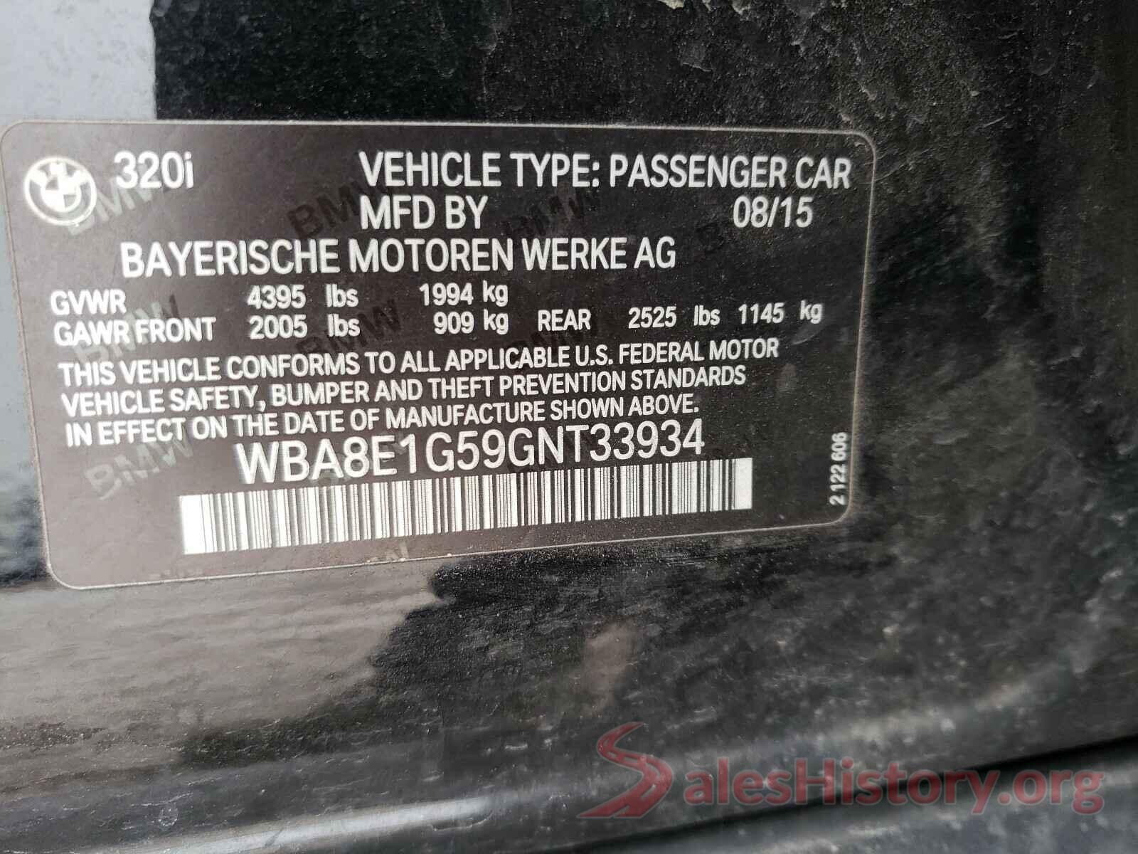 WBA8E1G59GNT33934 2016 BMW 3 SERIES