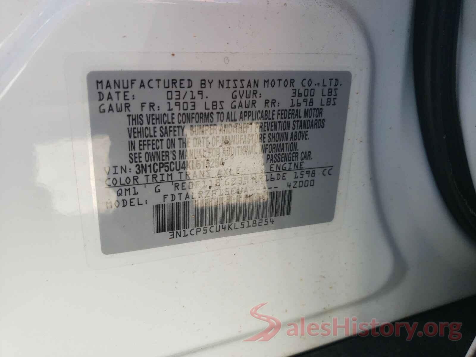 3N1CP5CU4KL518254 2019 NISSAN KICKS