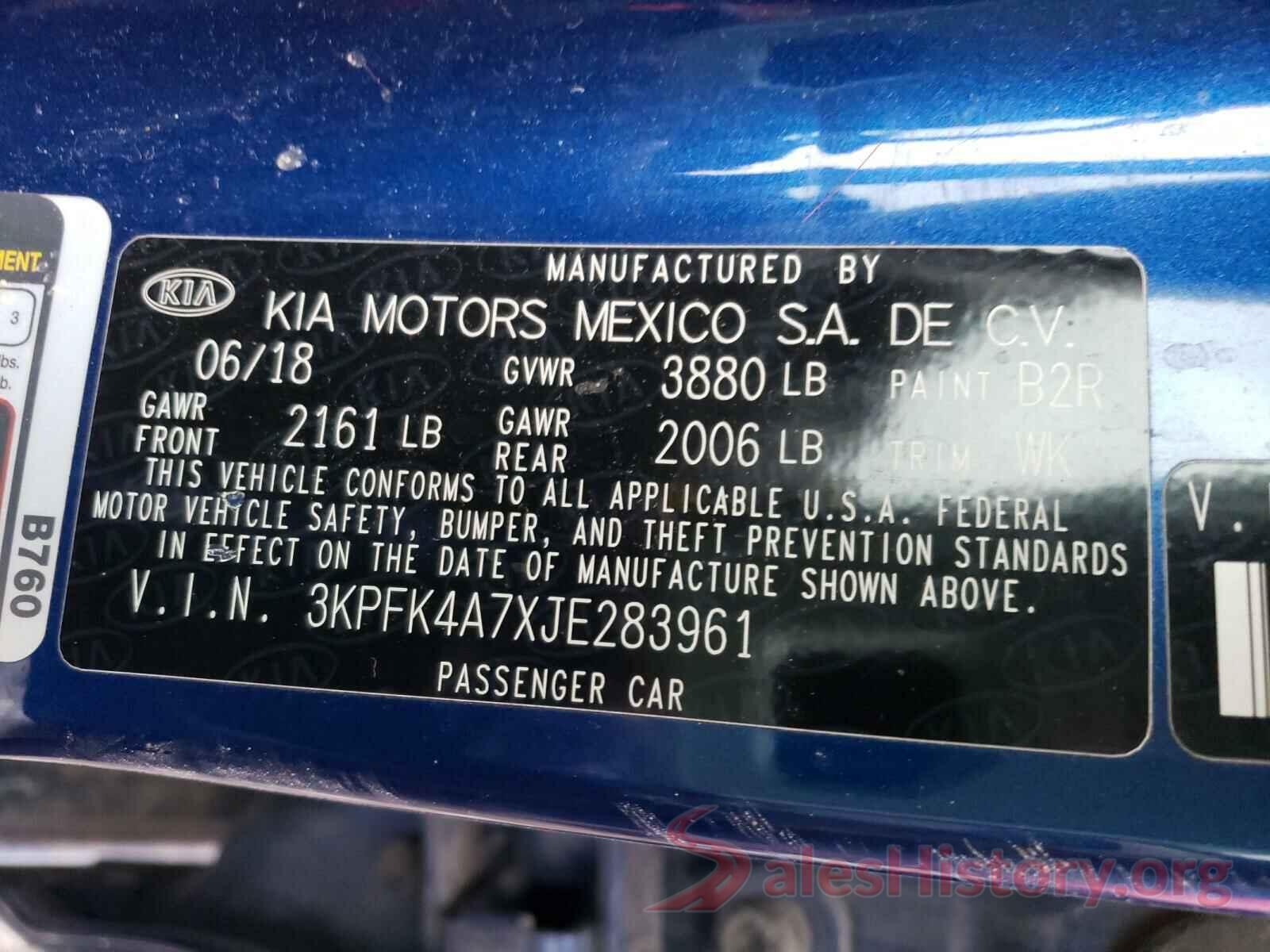 3KPFK4A7XJE283961 2018 KIA FORTE