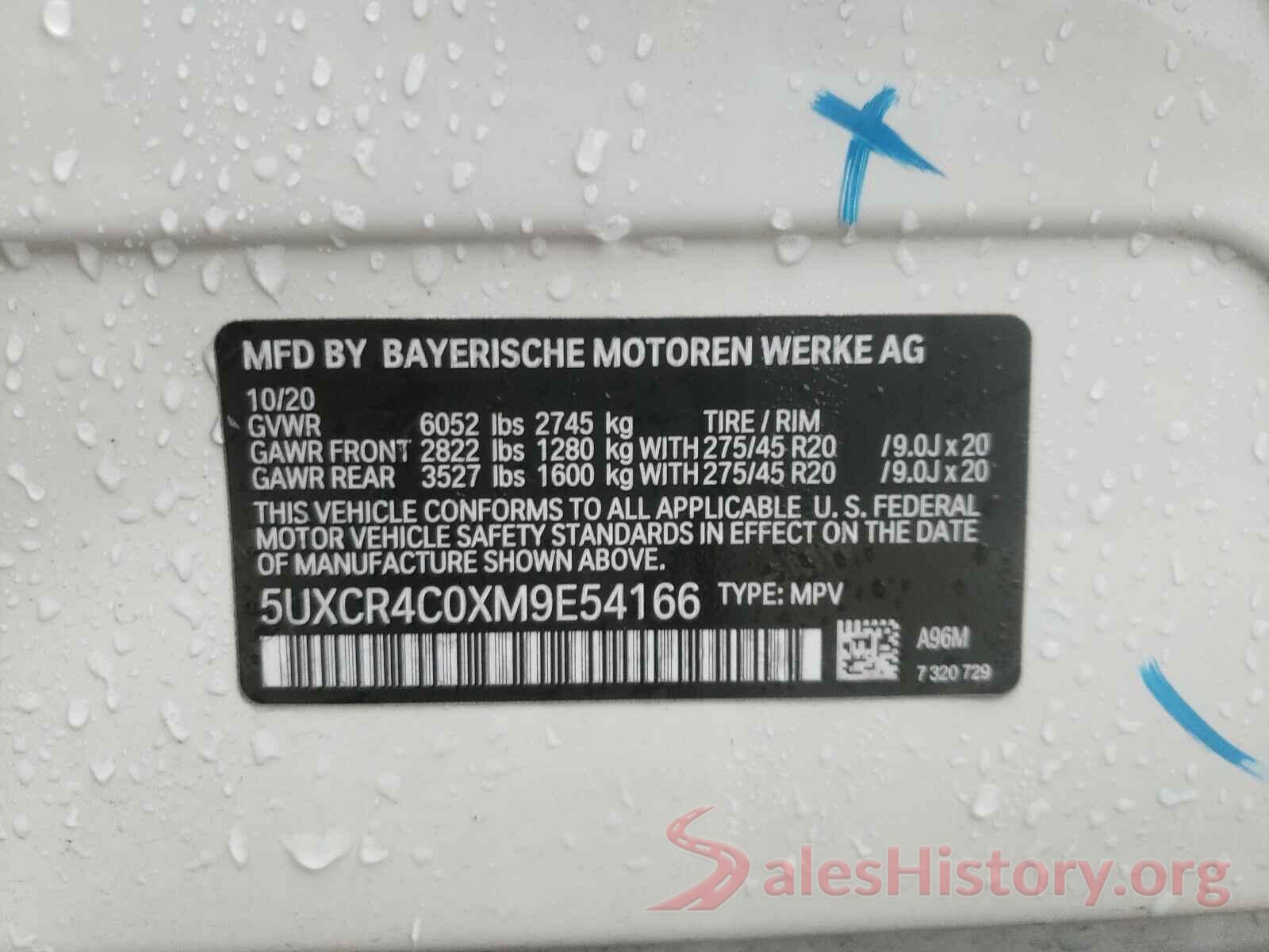 5UXCR4C0XM9E54166 2021 BMW X5