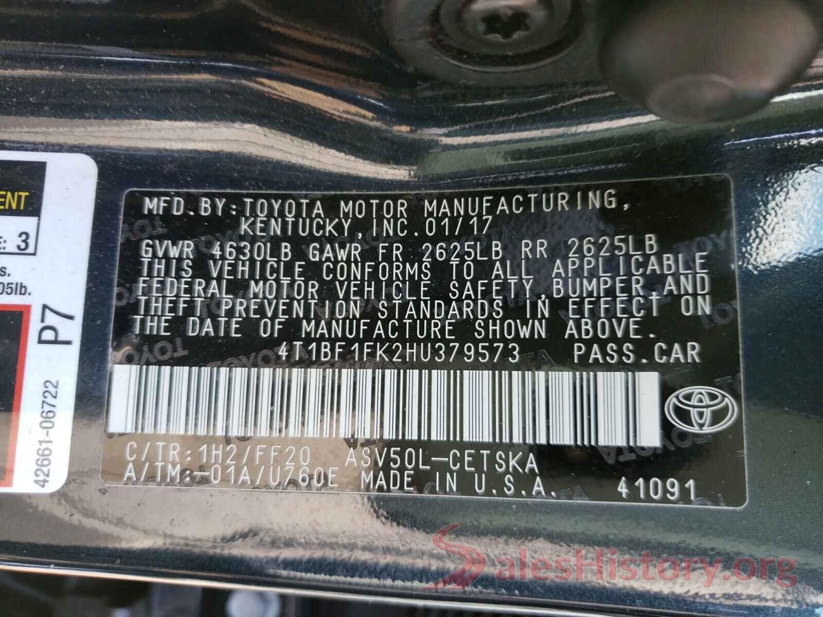 4T1BF1FK2HU379573 2017 TOYOTA CAMRY