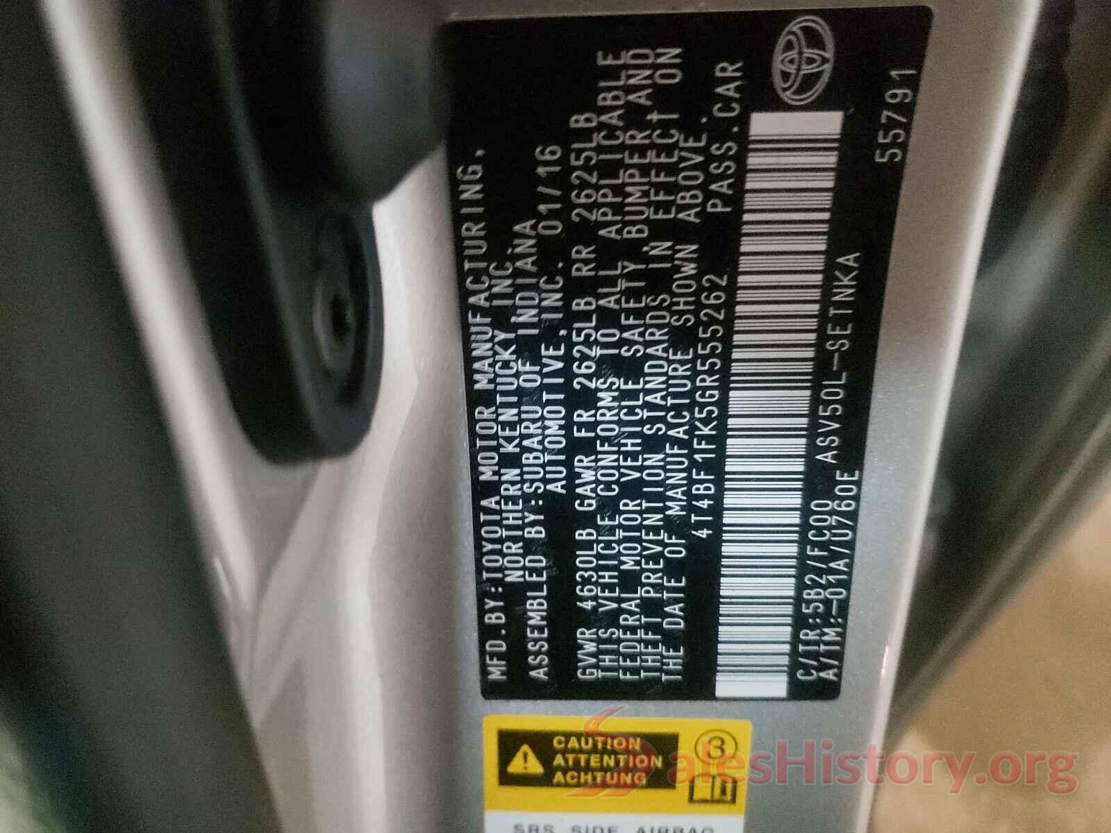 4T4BF1FK5GR555262 2016 TOYOTA CAMRY