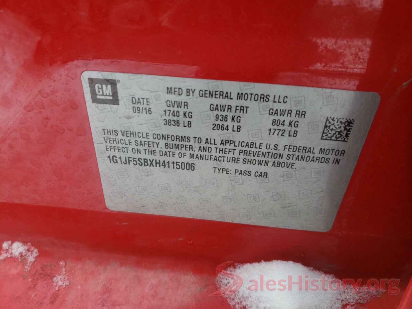 1G1JF5SBXH4115006 2017 CHEVROLET SONIC