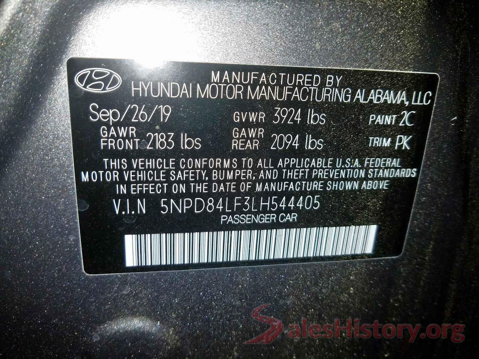 5NPD84LF3LH544405 2020 HYUNDAI ELANTRA