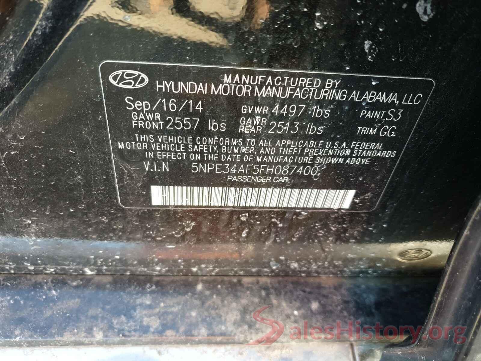 5NPE34AF5FH087400 2015 HYUNDAI SONATA