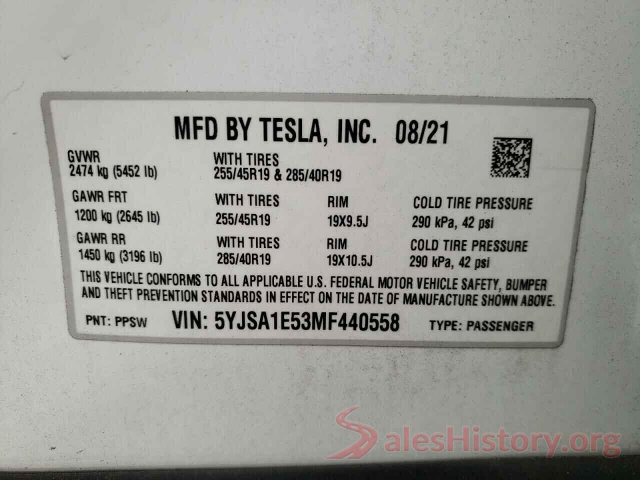 5YJSA1E53MF440558 2021 TESLA MODEL S