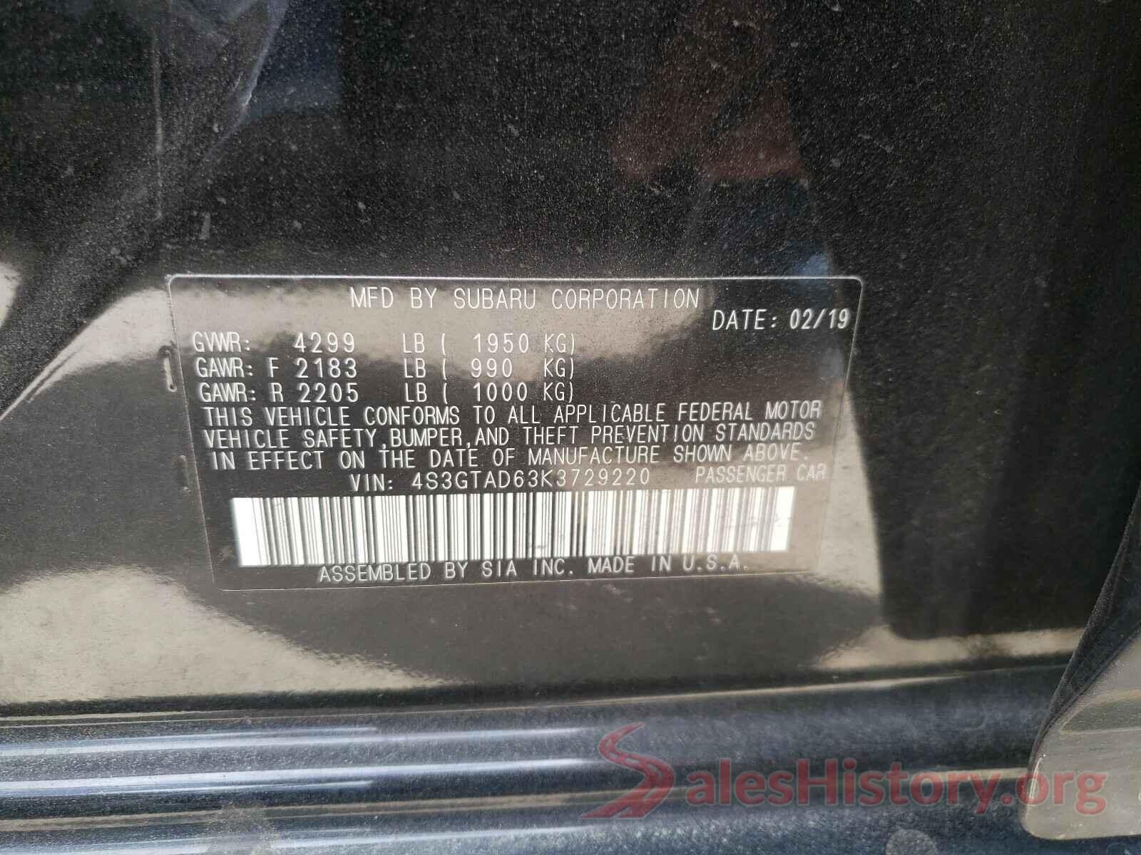 4S3GTAD63K3729220 2019 SUBARU IMPREZA