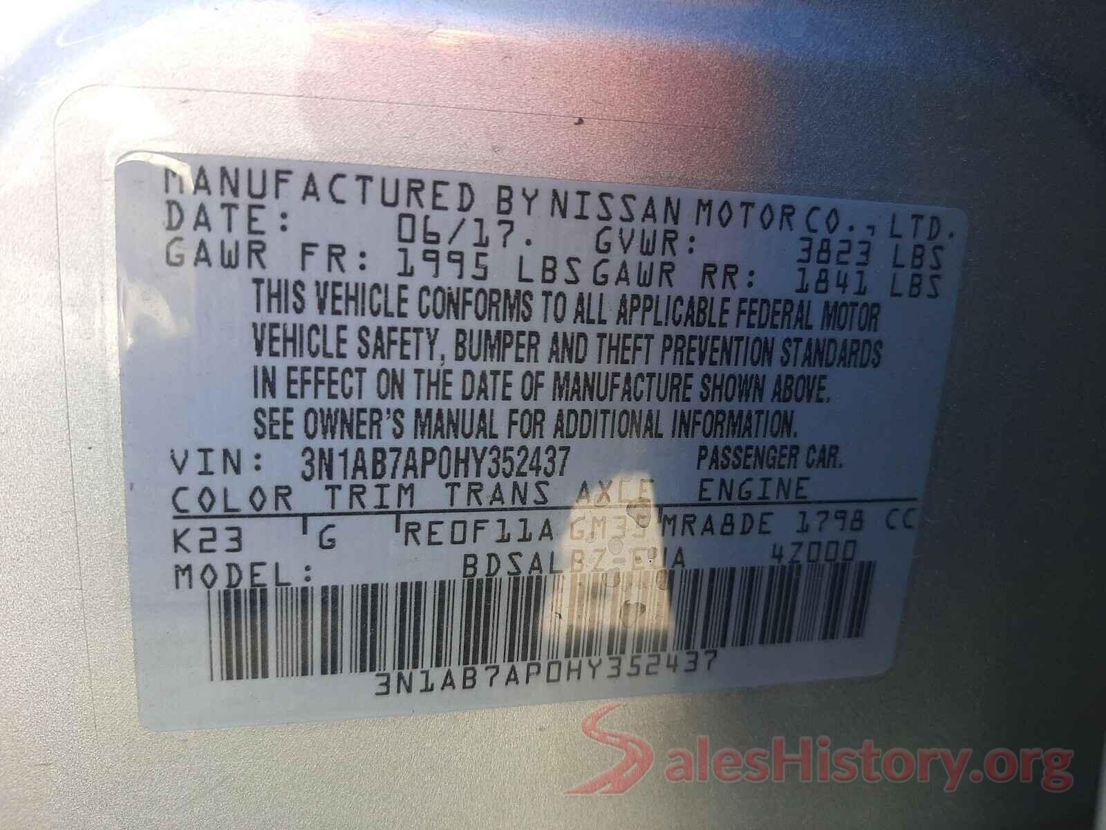 3N1AB7AP0HY352437 2017 NISSAN SENTRA