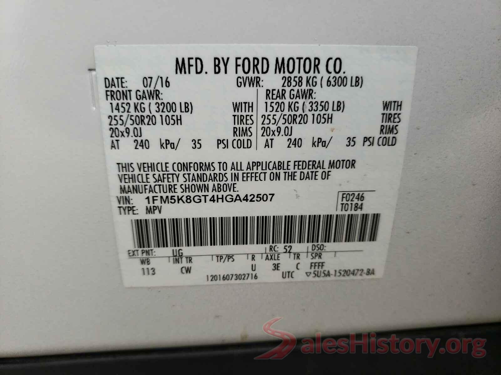 1FM5K8GT4HGA42507 2017 FORD EXPLORER