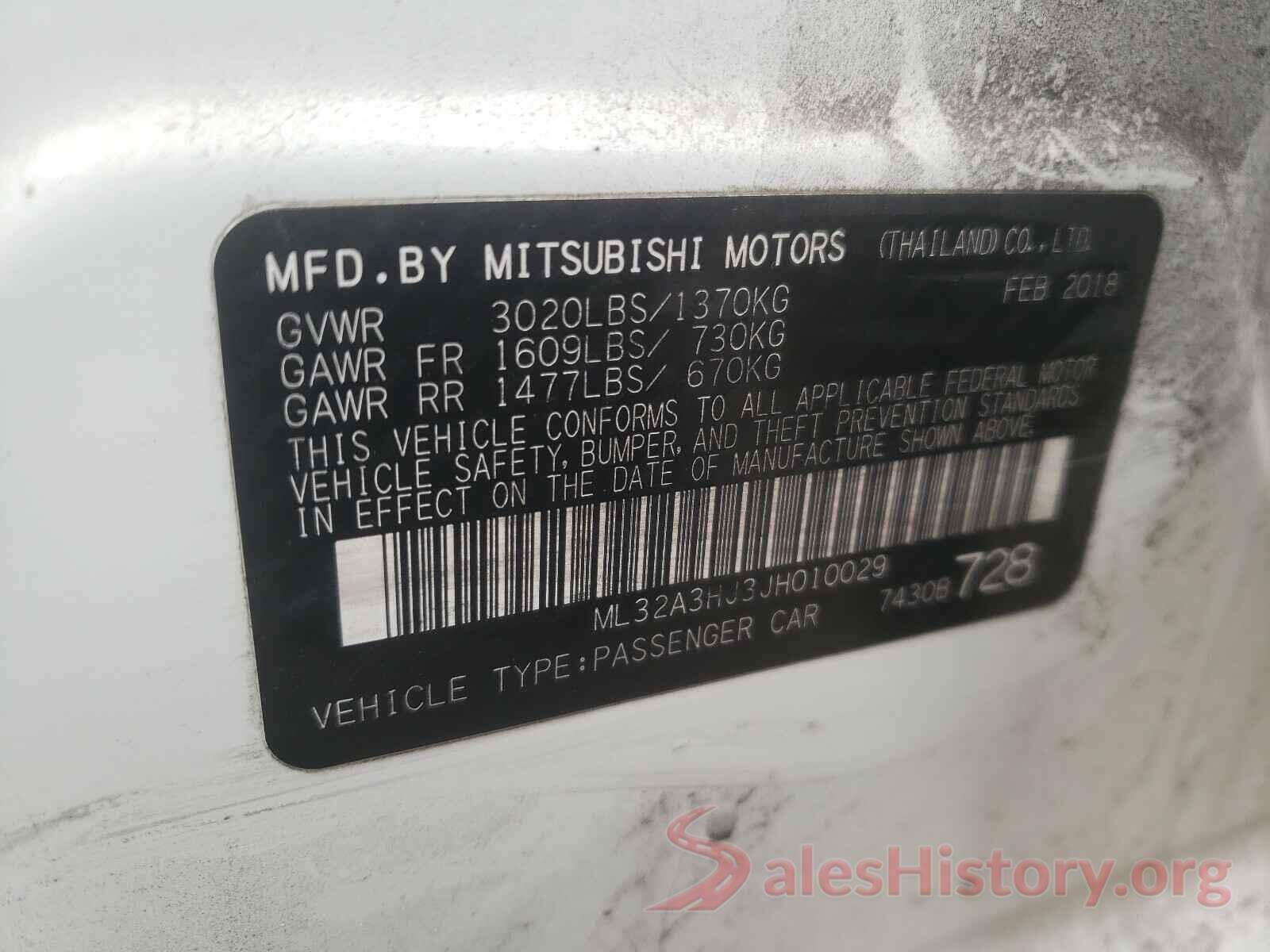 ML32A3HJ3JH010029 2018 MITSUBISHI MIRAGE