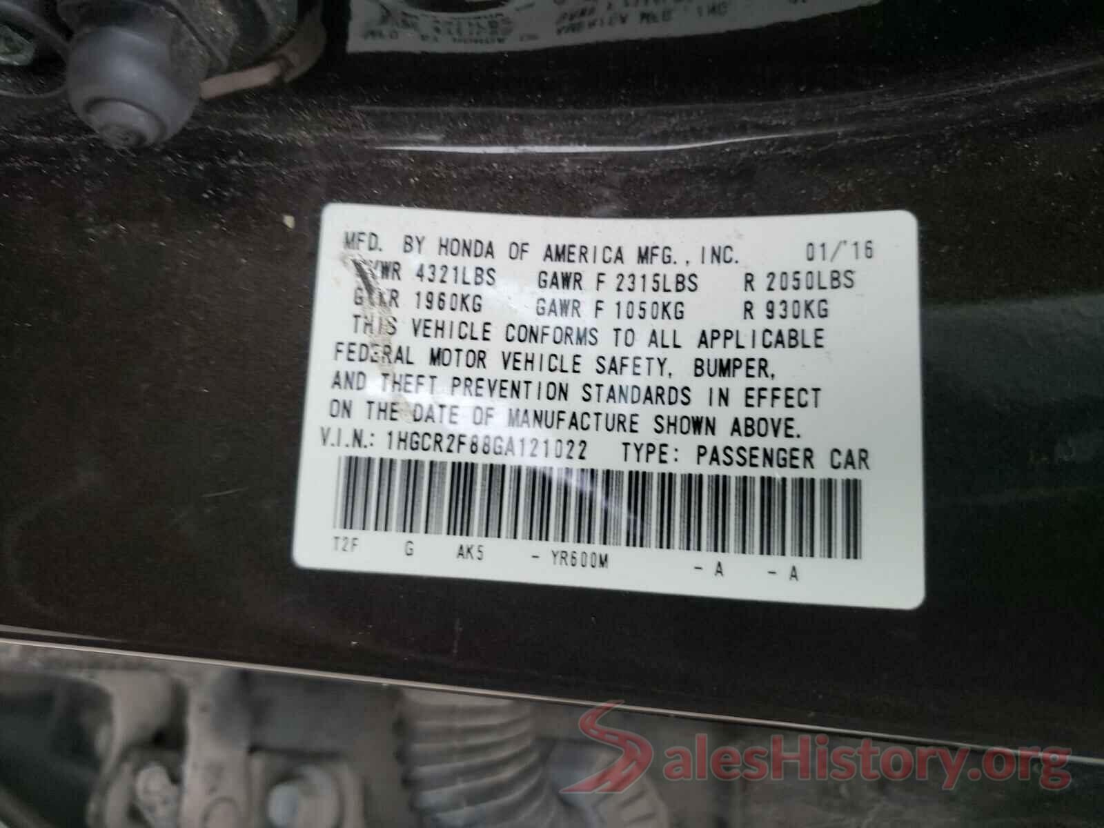 1HGCR2F88GA121022 2016 HONDA ACCORD