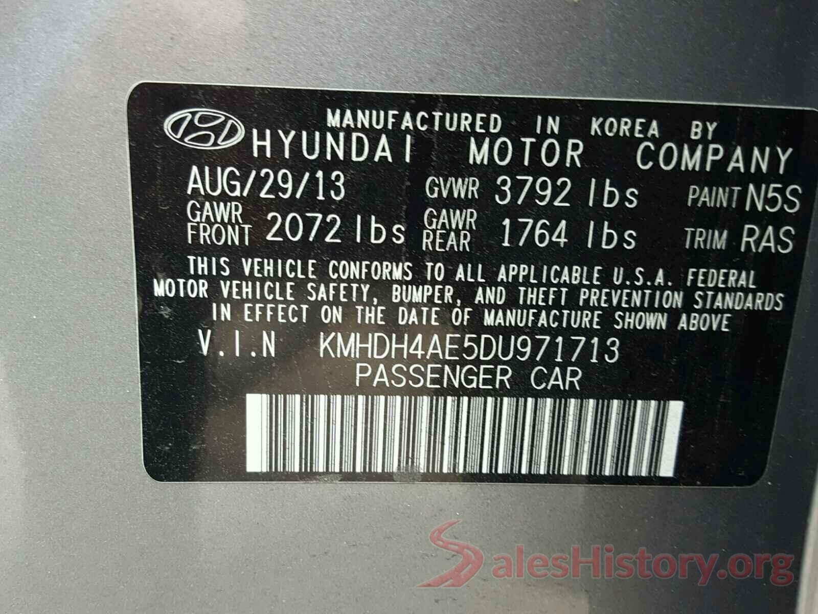 KMHDH4AE5DU971713 2013 HYUNDAI ELANTRA