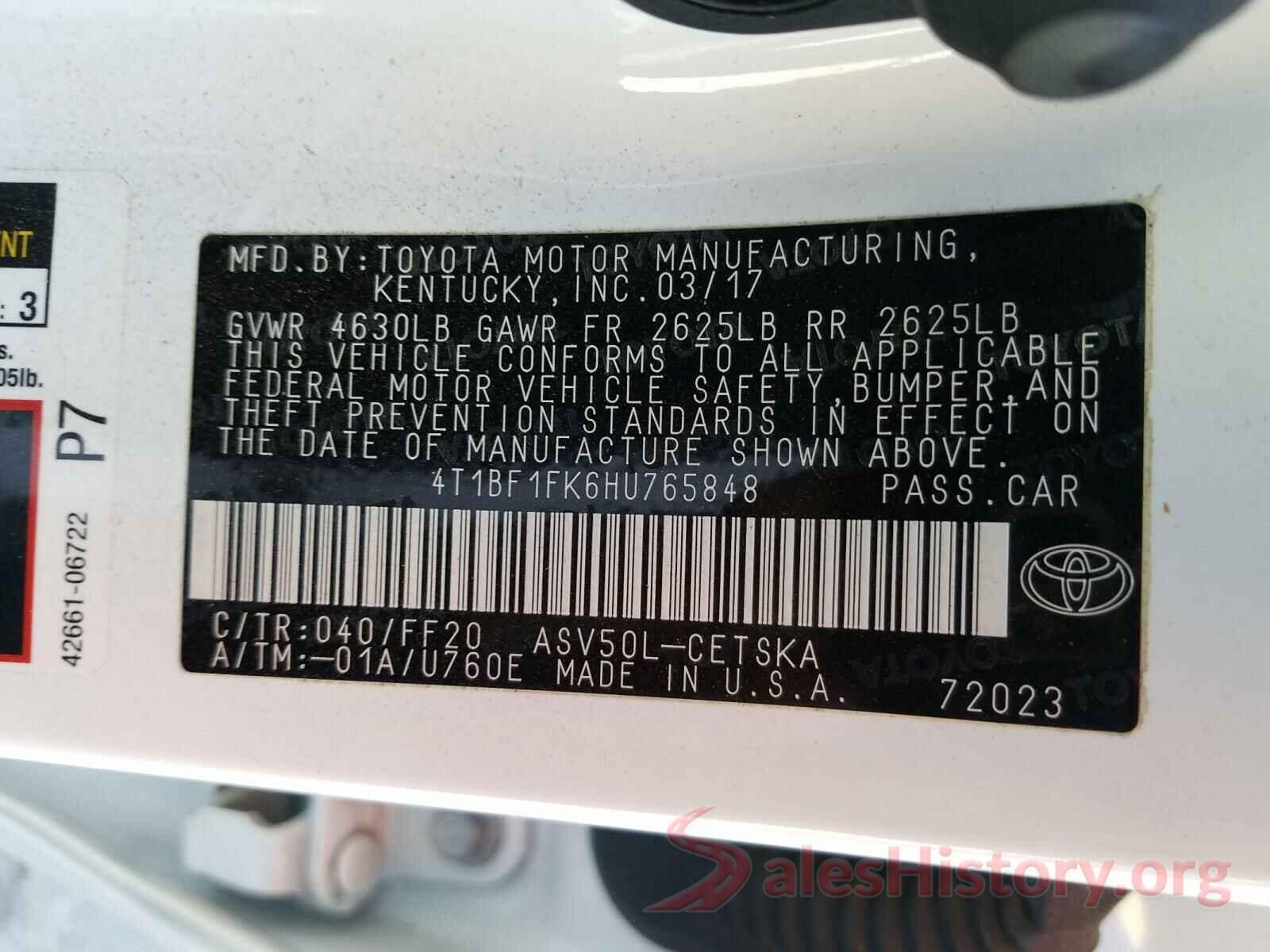 4T1BF1FK6HU765848 2017 TOYOTA CAMRY