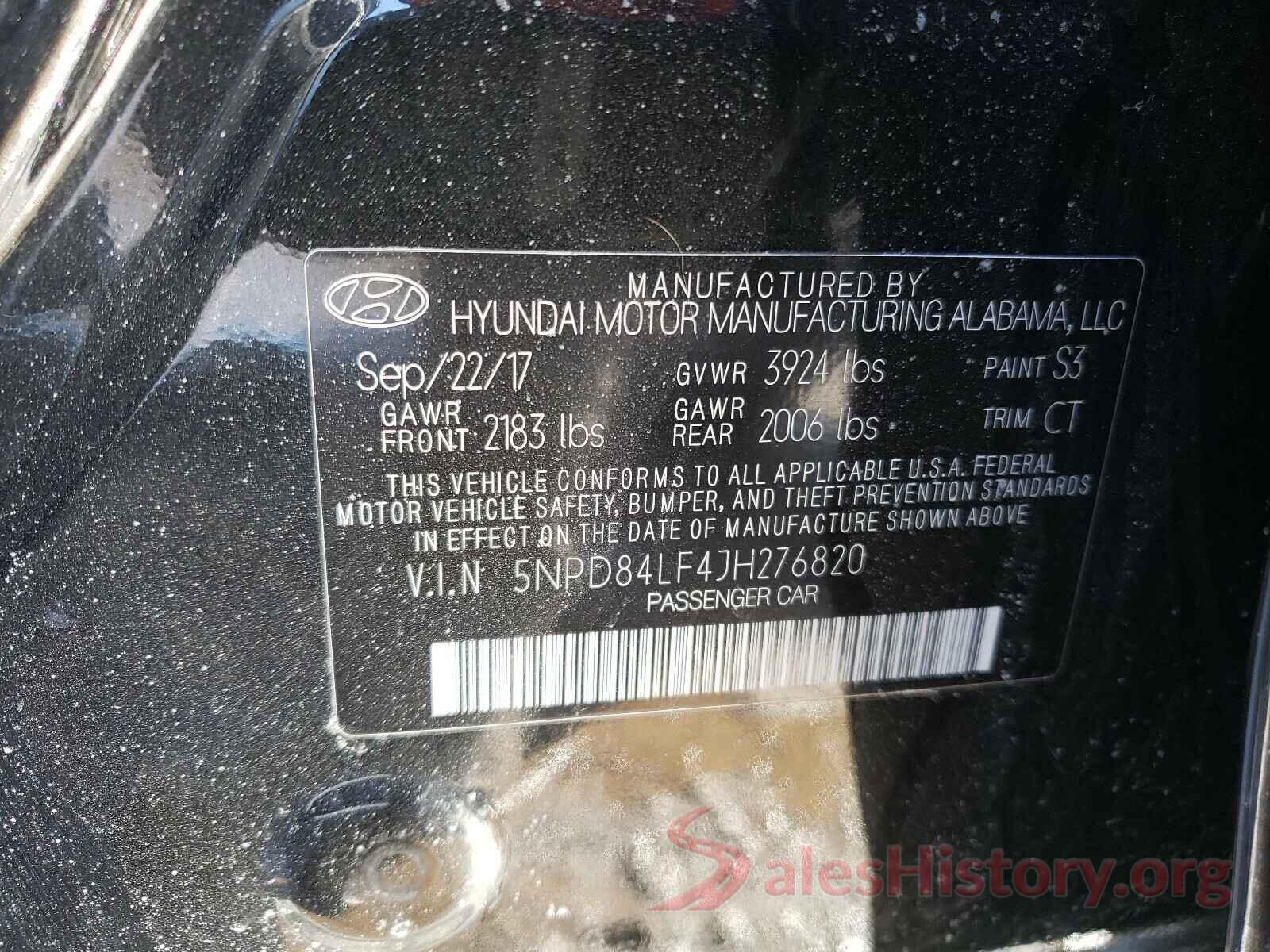 5NPD84LF4JH276820 2018 HYUNDAI ELANTRA