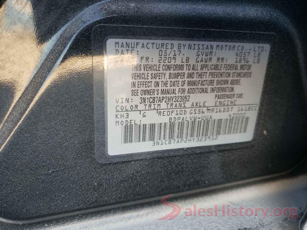 3N1CB7AP2HY323952 2017 NISSAN SENTRA