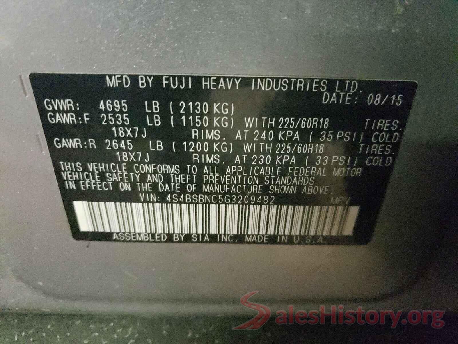 4S4BSBNC5G3209482 2016 SUBARU OUTBACK