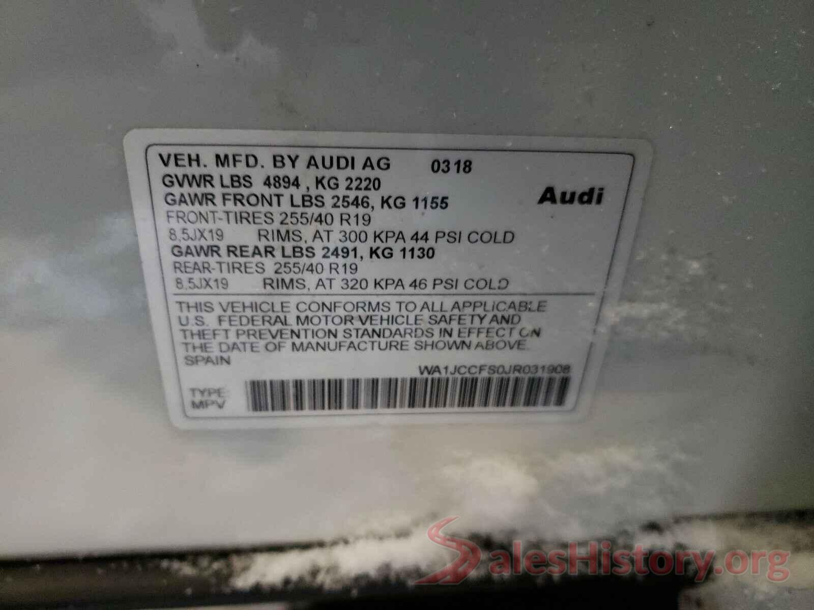 WA1JCCFS0JR031908 2018 AUDI Q3