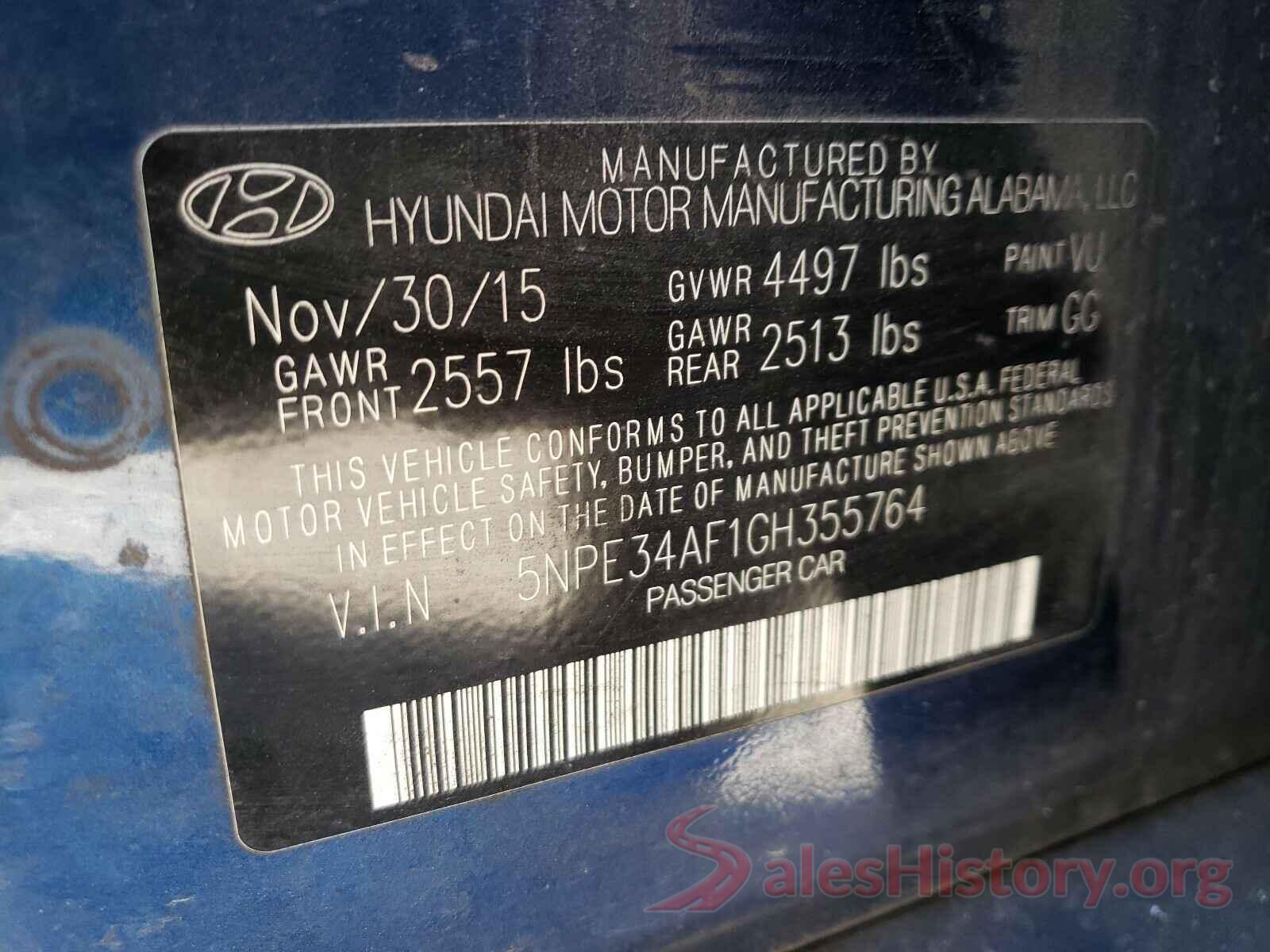 5NPE34AF1GH355764 2016 HYUNDAI SONATA