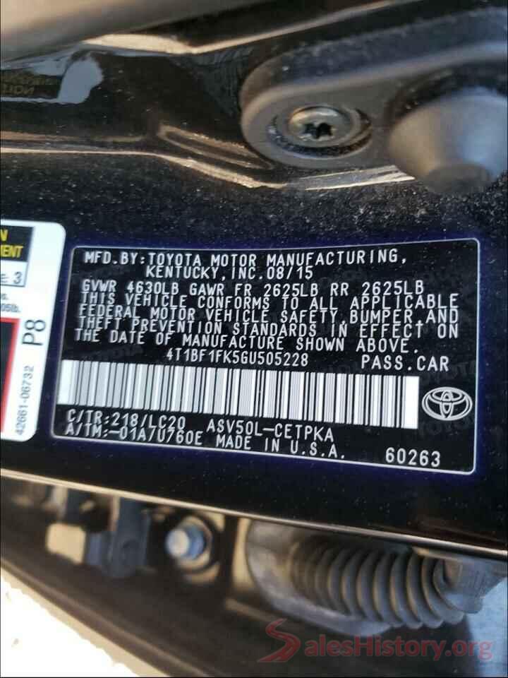 4T1BF1FK5GU505228 2016 TOYOTA CAMRY