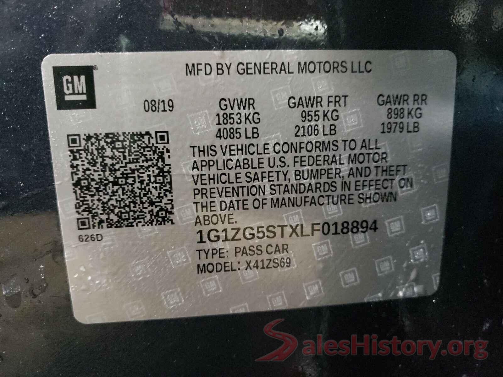 1G1ZG5STXLF018894 2020 CHEVROLET MALIBU