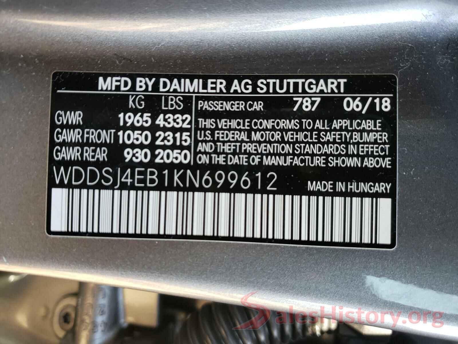 WDDSJ4EB1KN699612 2019 MERCEDES-BENZ C CLASS