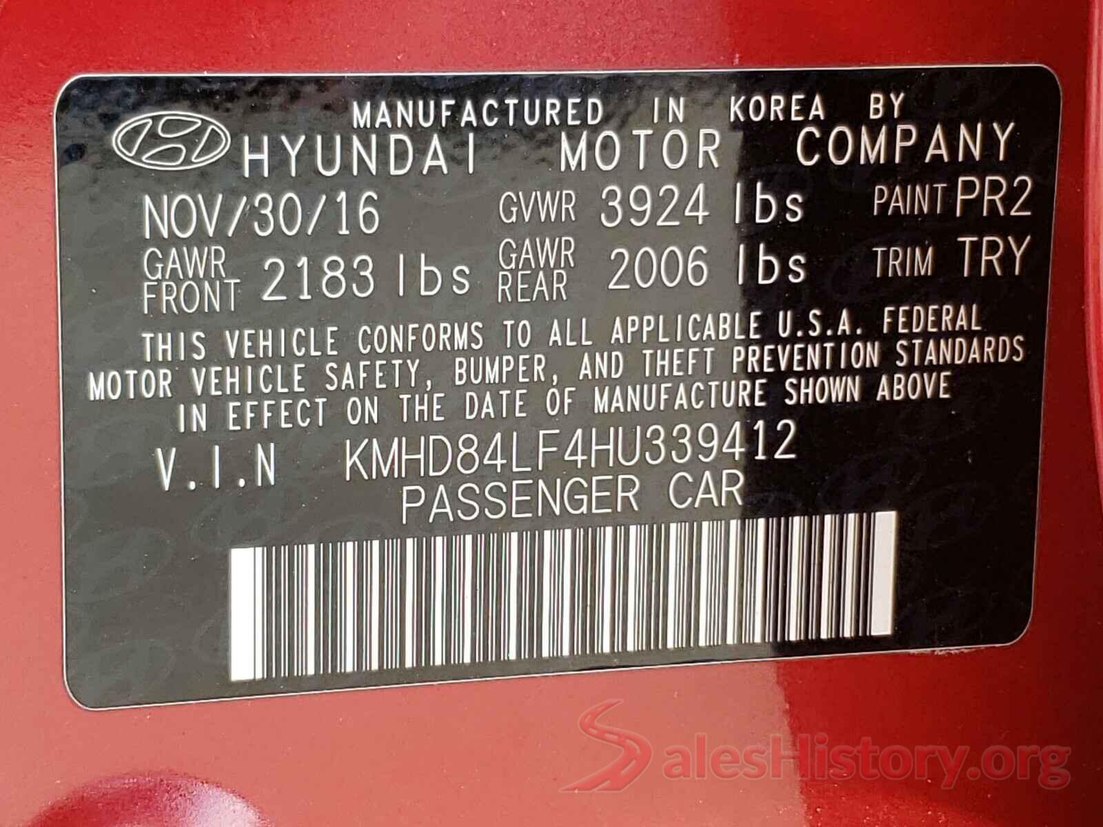 KMHD84LF4HU339412 2017 HYUNDAI ELANTRA