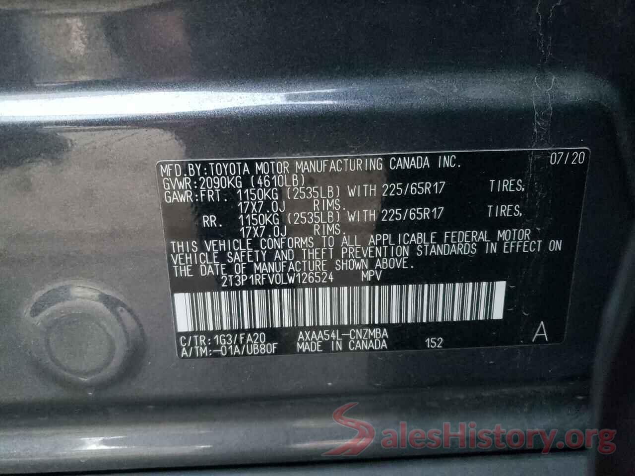 2T3P1RFV0LW126524 2020 TOYOTA RAV4