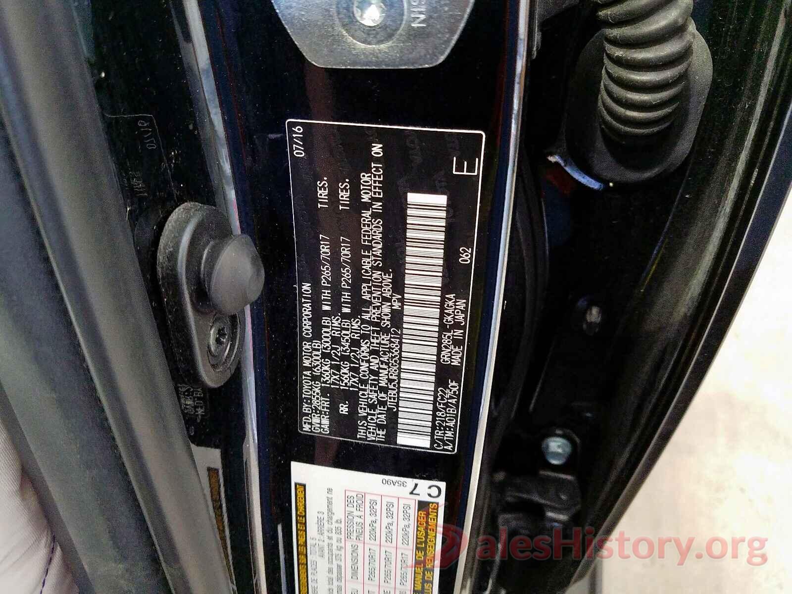 JTEBU5JR8G5368412 2016 TOYOTA 4RUNNER