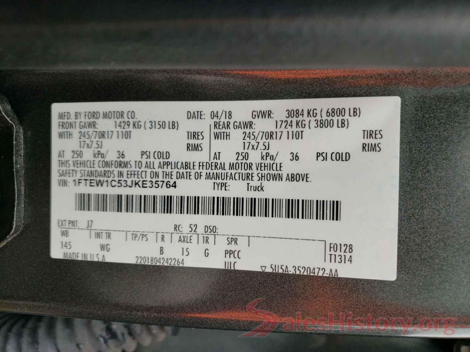 1FTEW1C53JKE35764 2018 FORD F150