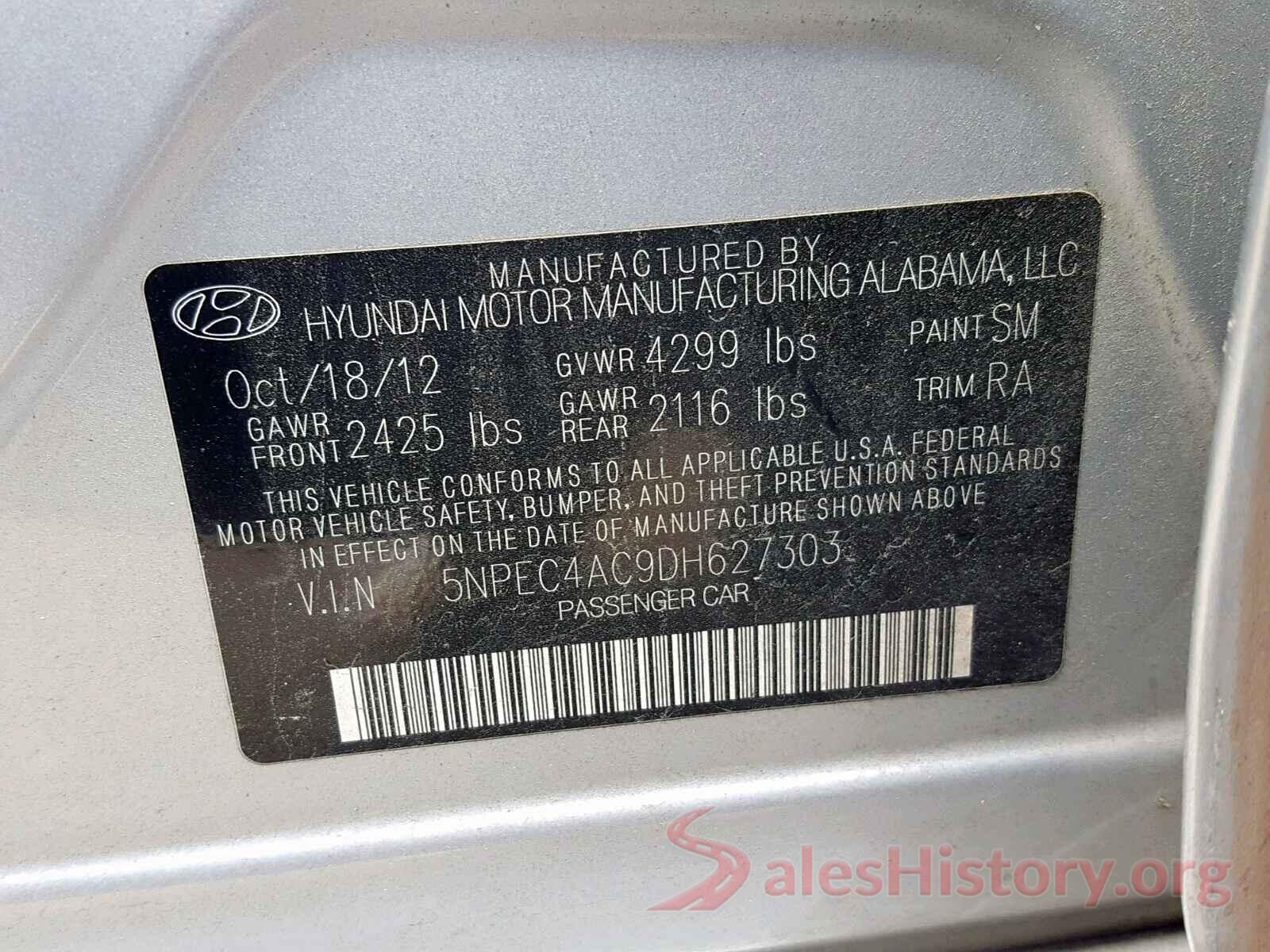 5NPEC4AC9DH627303 2013 HYUNDAI SONATA