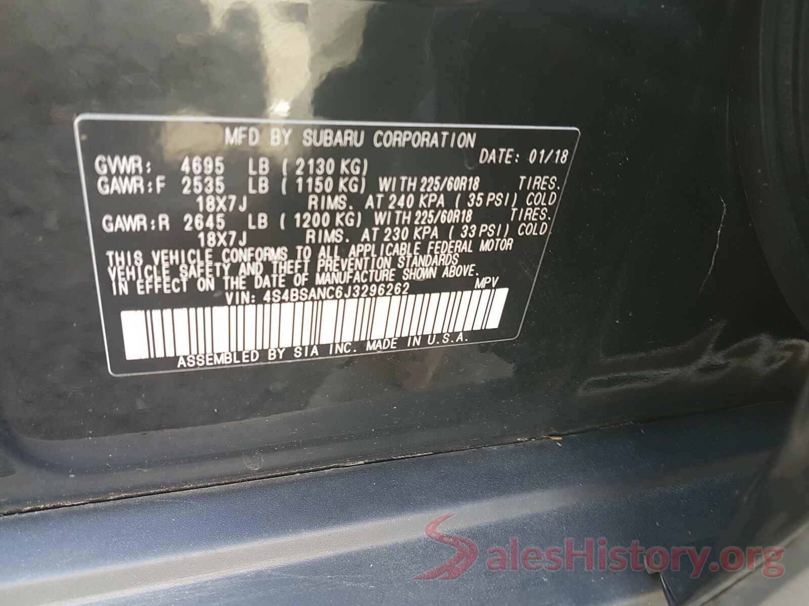 4S4BSANC6J3296262 2018 SUBARU OUTBACK