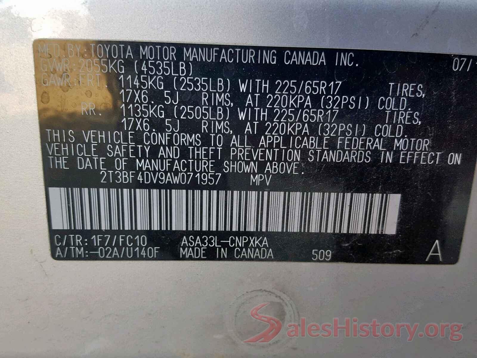 2T3BF4DV9AW071957 2010 TOYOTA RAV4