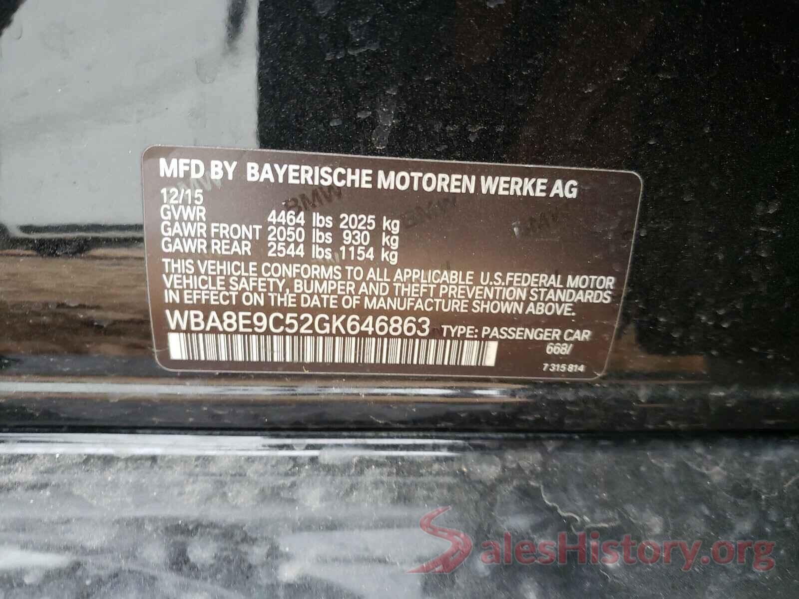 WBA8E9C52GK646863 2016 BMW 3 SERIES