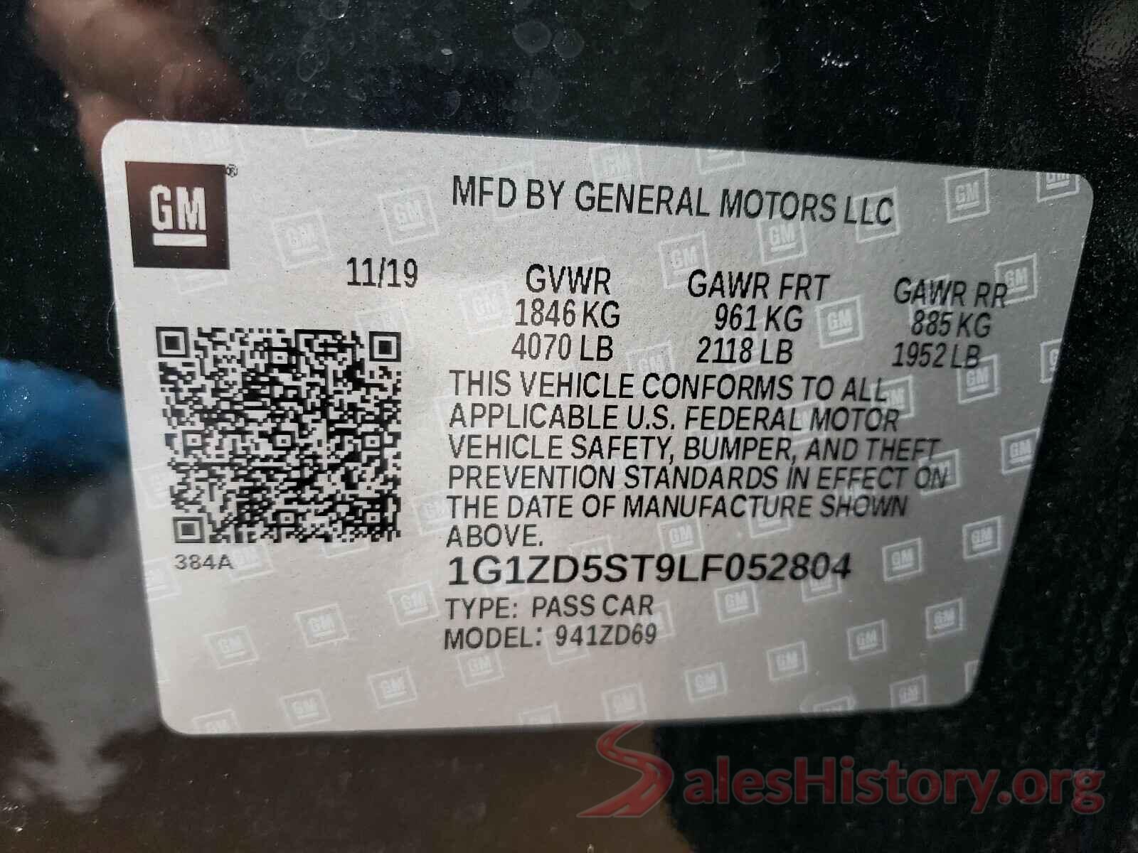 1G1ZD5ST9LF052804 2020 CHEVROLET MALIBU