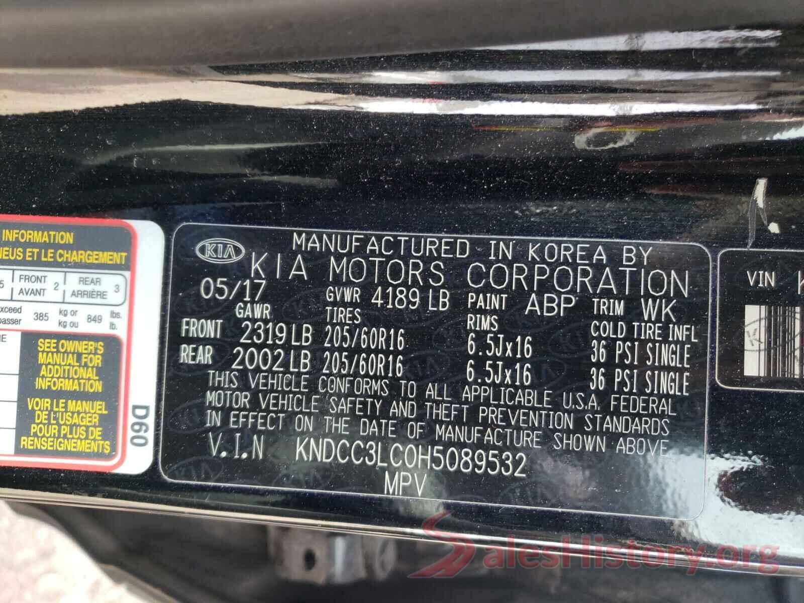 KNDCC3LC0H5089532 2017 KIA NIRO