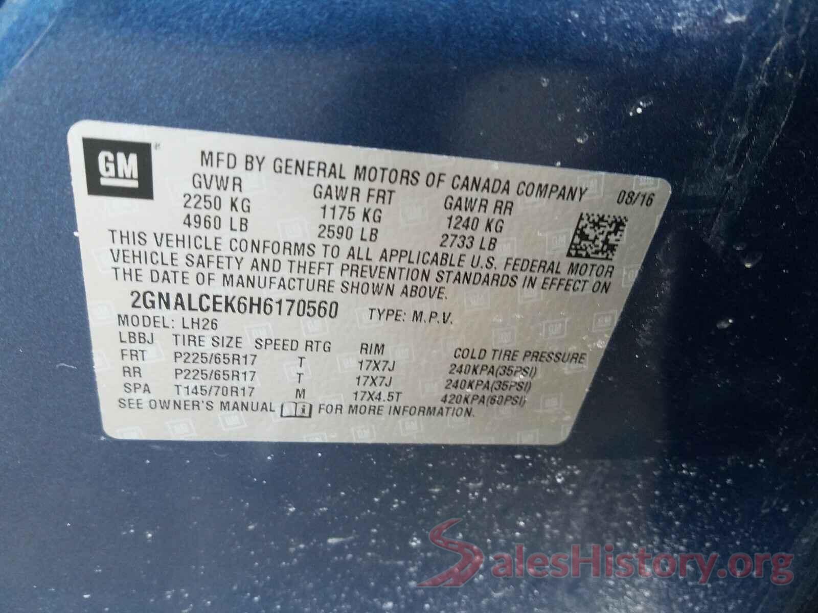 2GNALCEK6H6170560 2017 CHEVROLET EQUINOX