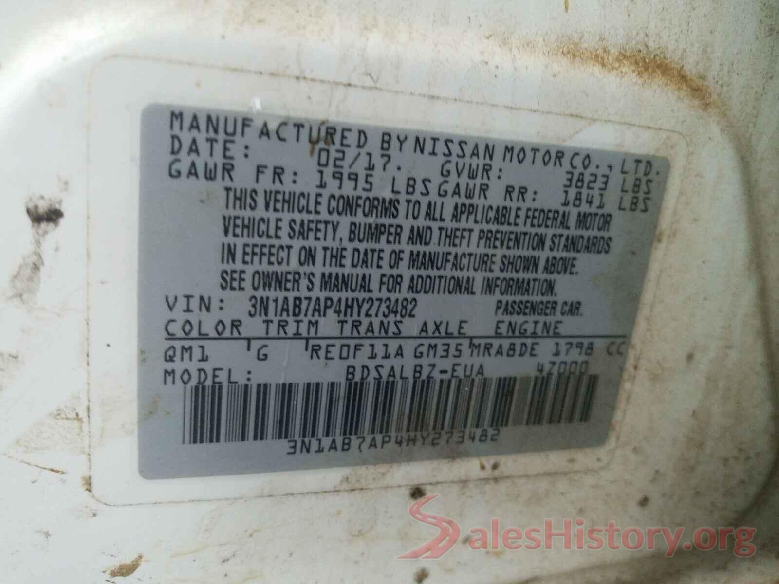 3N1AB7AP4HY273482 2017 NISSAN SENTRA