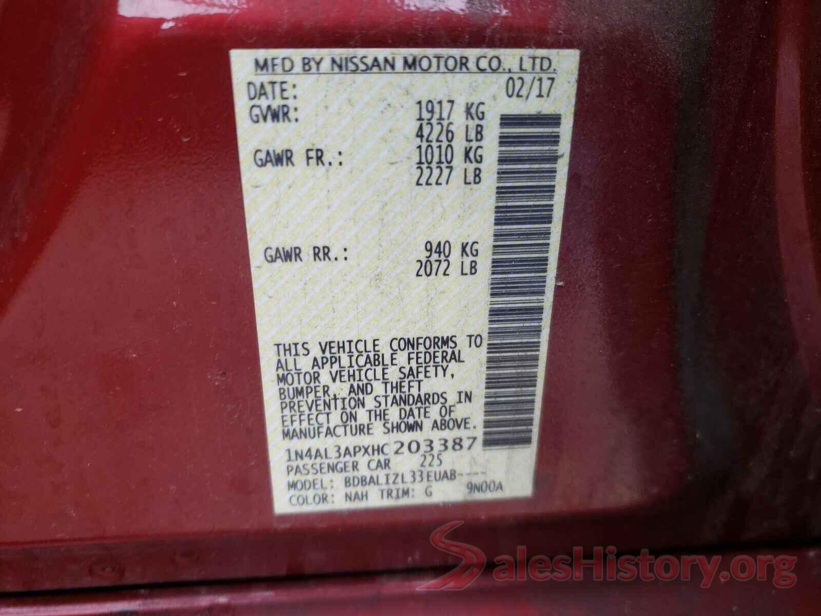 1N4AL3APXHC203387 2017 NISSAN ALTIMA