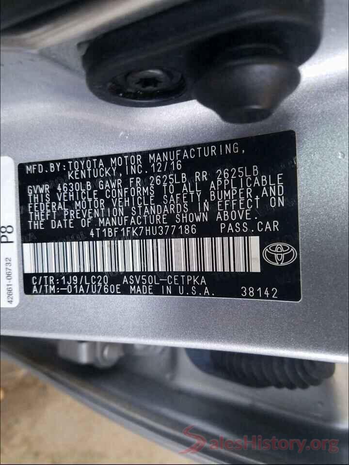 4T1BF1FK7HU377186 2017 TOYOTA CAMRY