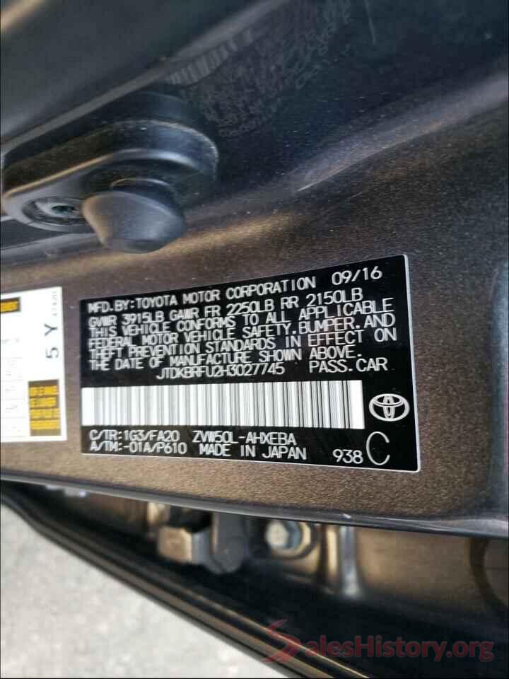 JTDKBRFU2H3027745 2017 TOYOTA PRIUS