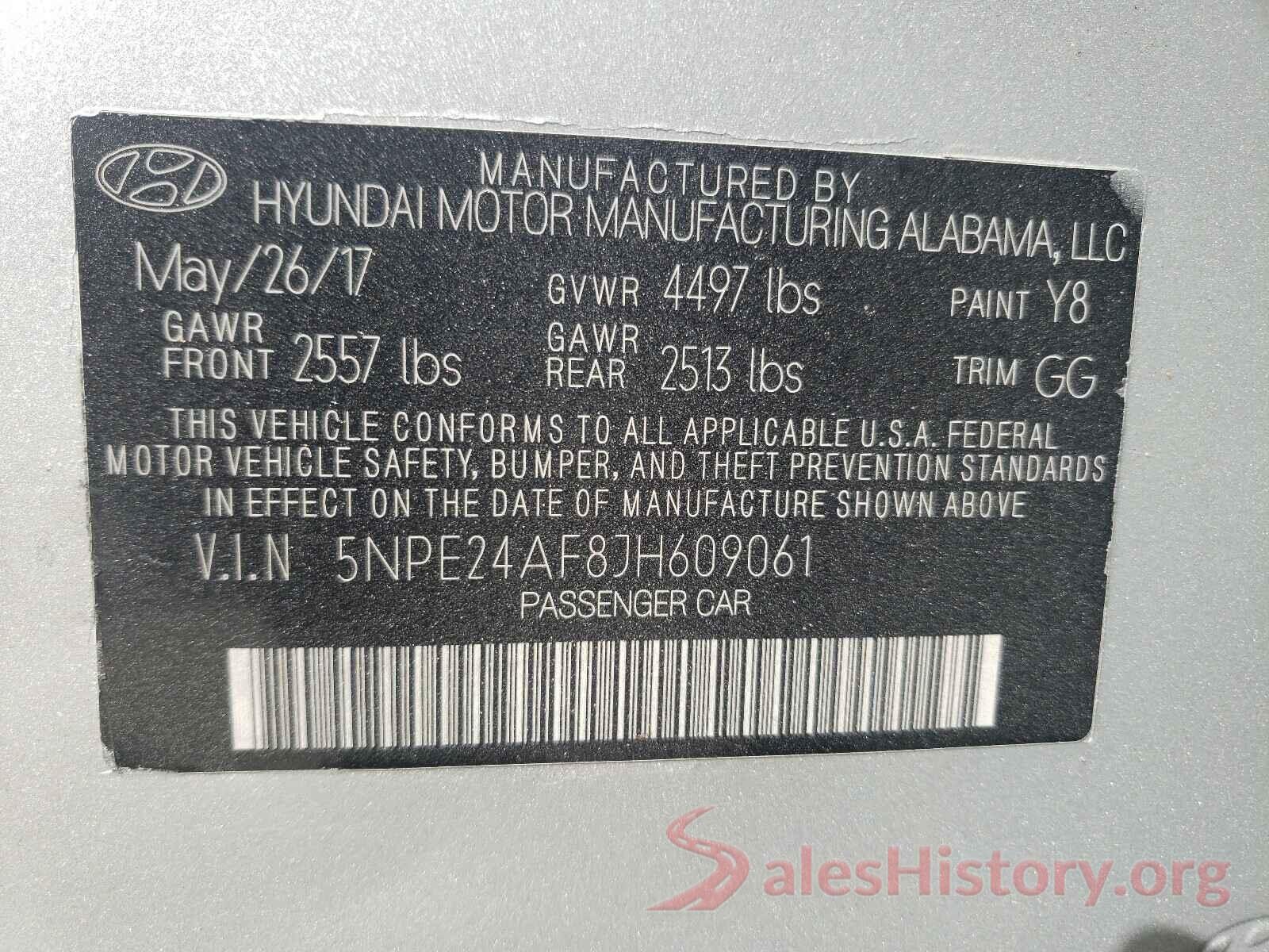 5NPE24AF8JH609061 2018 HYUNDAI SONATA