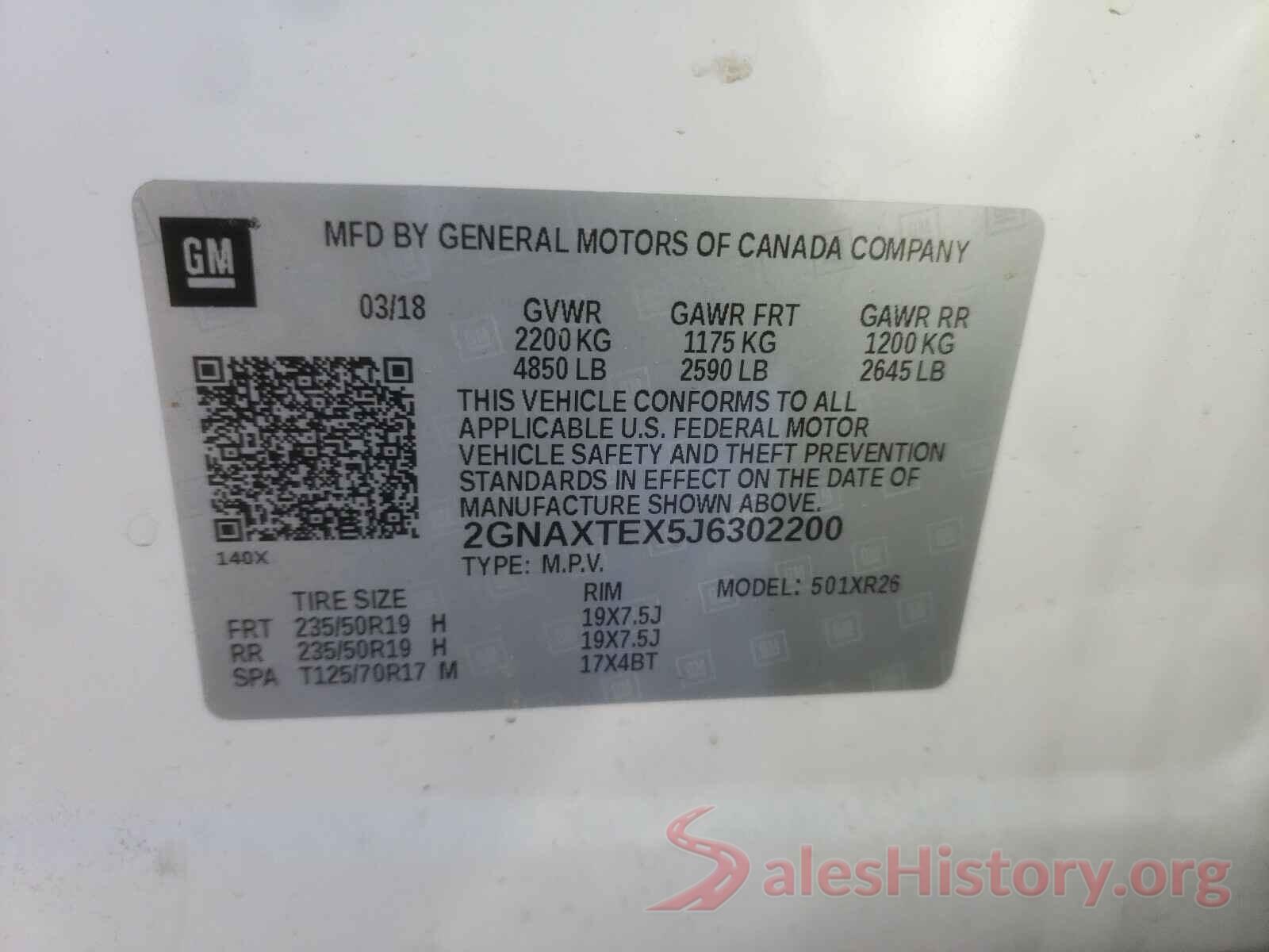 2GNAXTEX5J6302200 2018 CHEVROLET EQUINOX