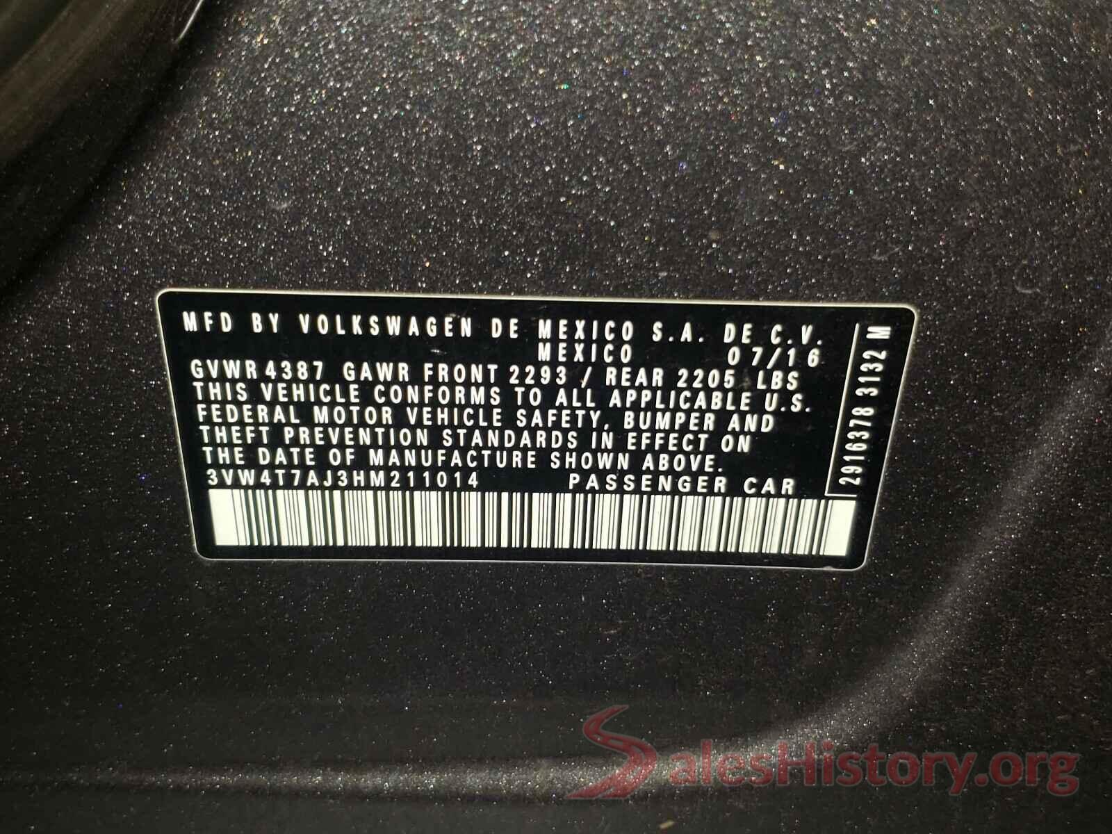 3VW4T7AJ3HM211014 2017 VOLKSWAGEN JETTA