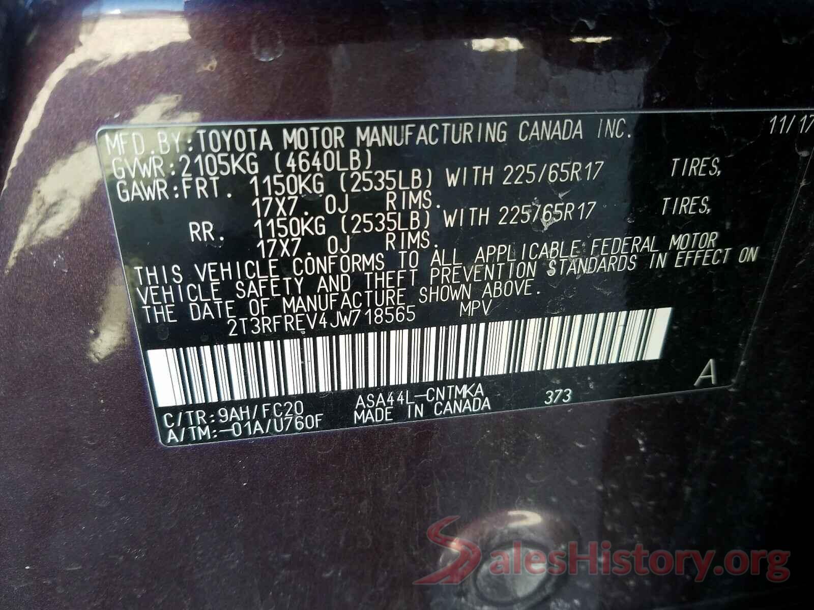 2T3RFREV4JW718565 2018 TOYOTA RAV4