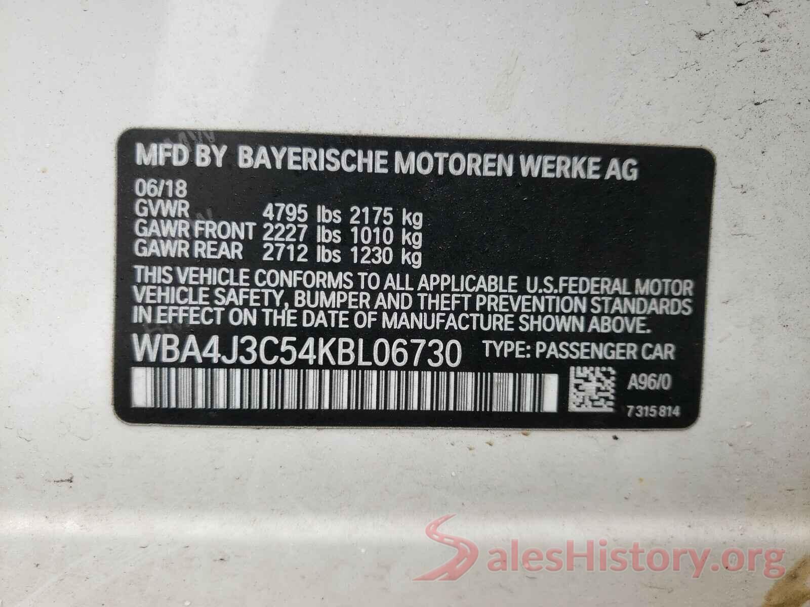 WBA4J3C54KBL06730 2019 BMW 4 SERIES