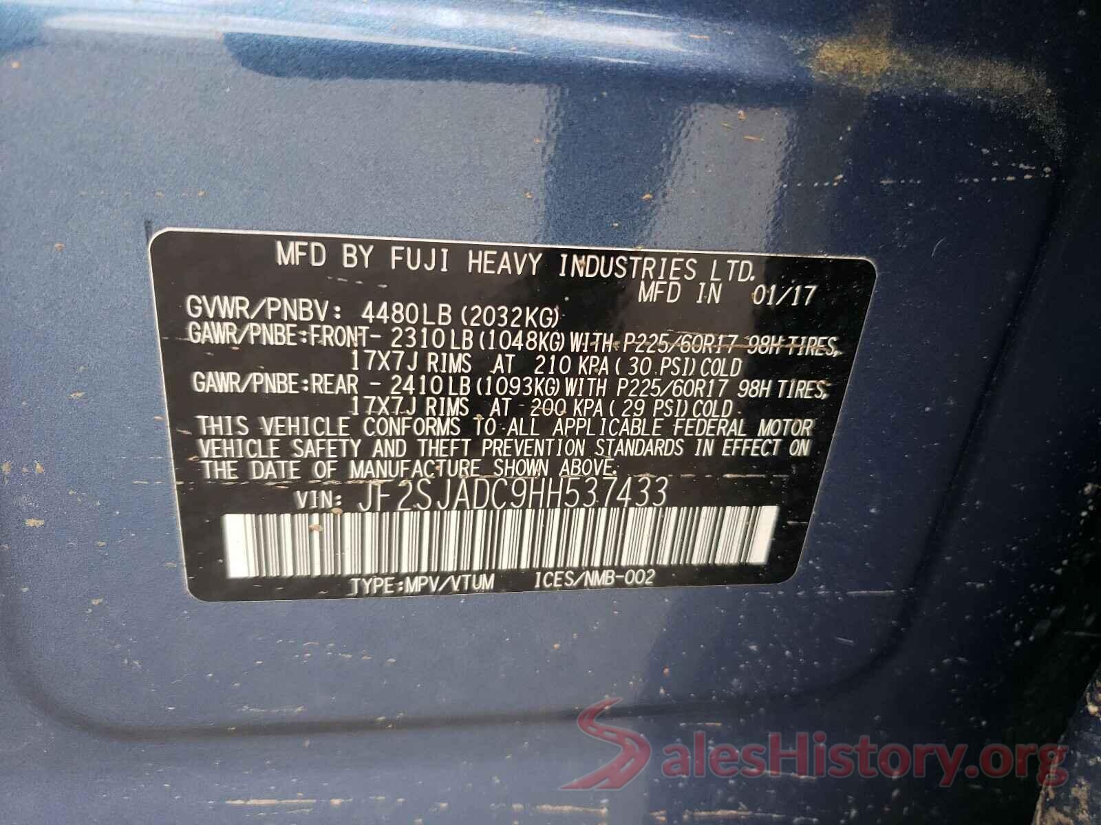 JF2SJADC9HH537433 2017 SUBARU FORESTER