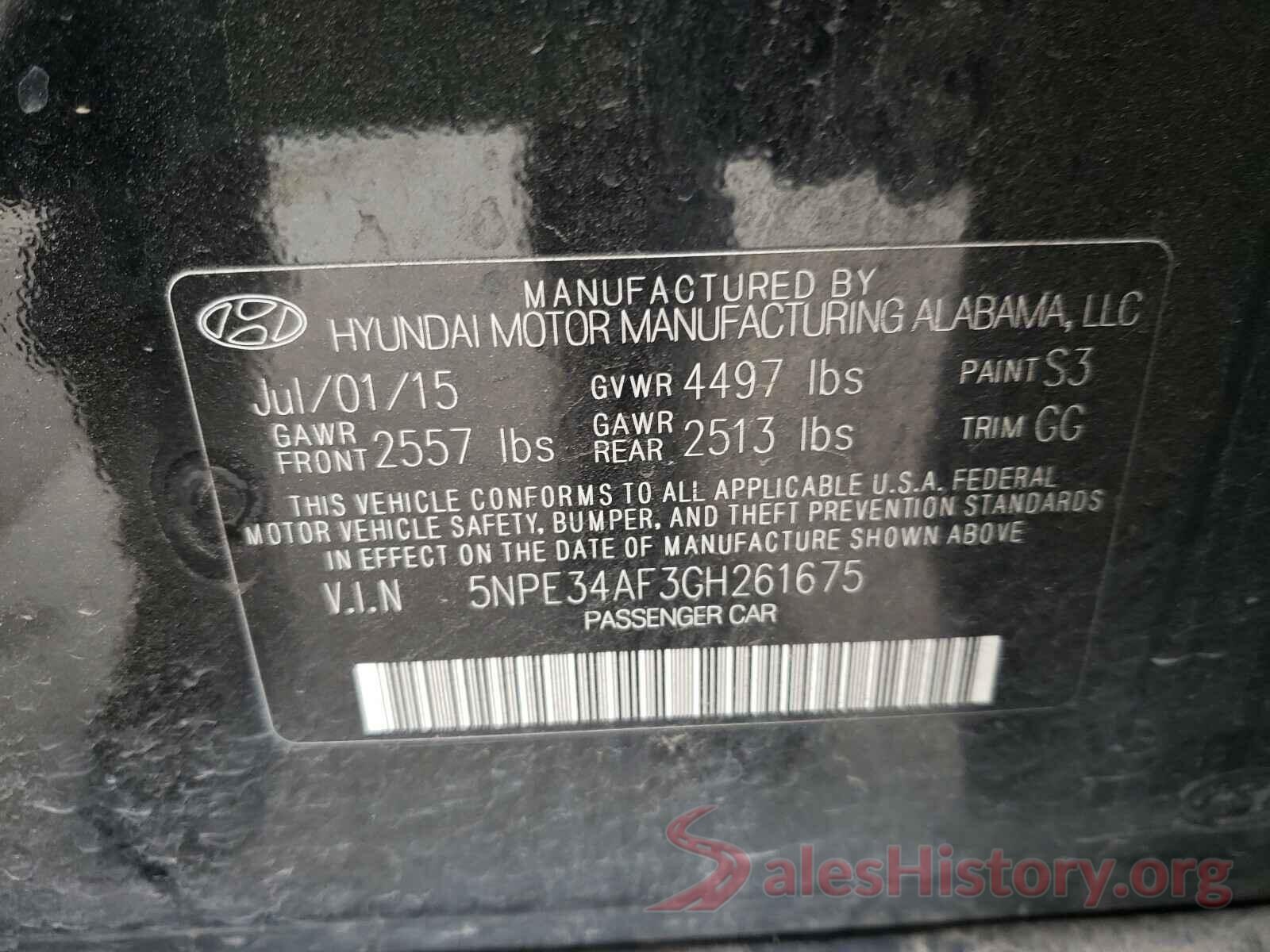 5NPE34AF3GH261675 2016 HYUNDAI SONATA