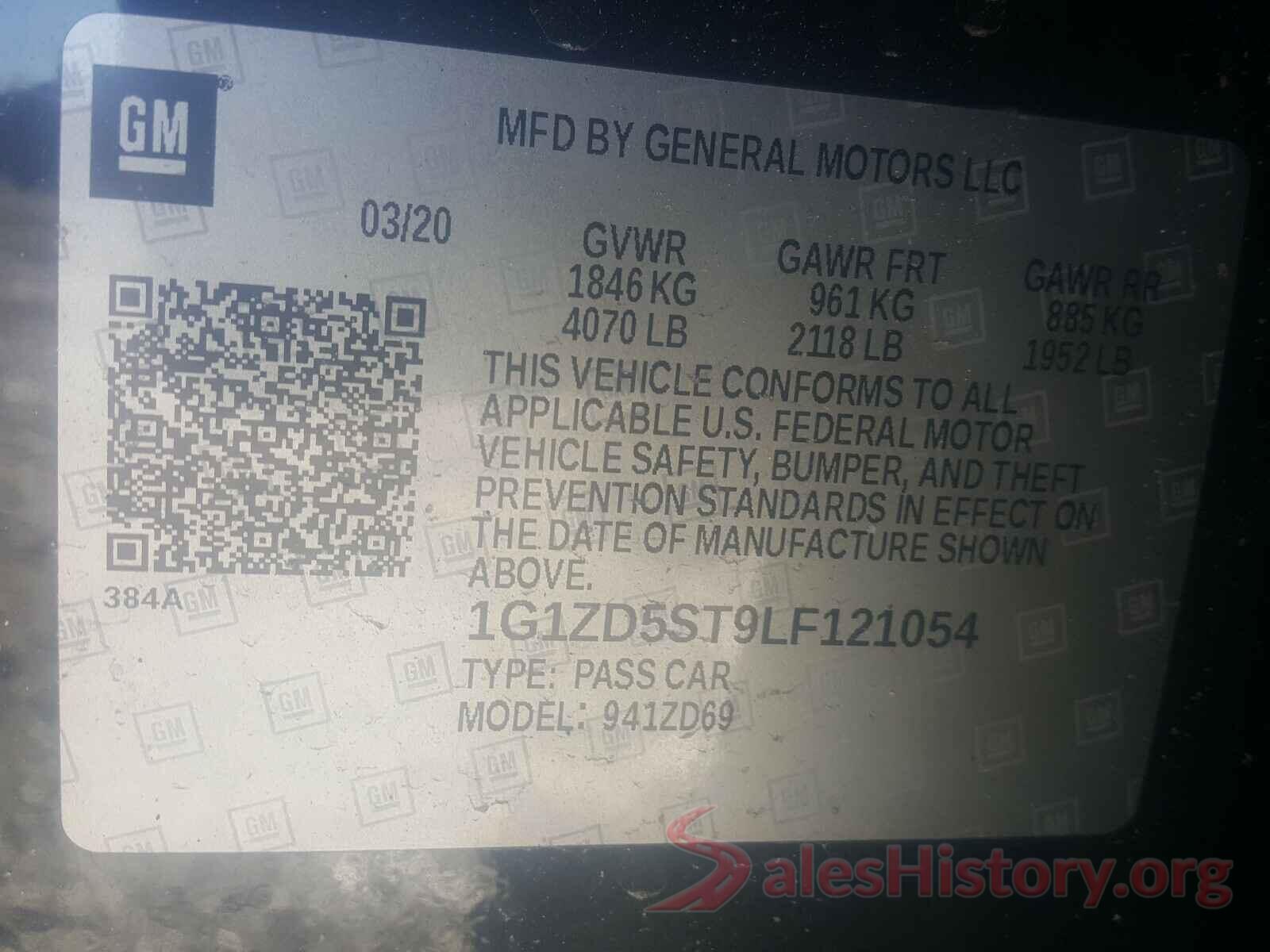 1G1ZD5ST9LF121054 2020 CHEVROLET MALIBU