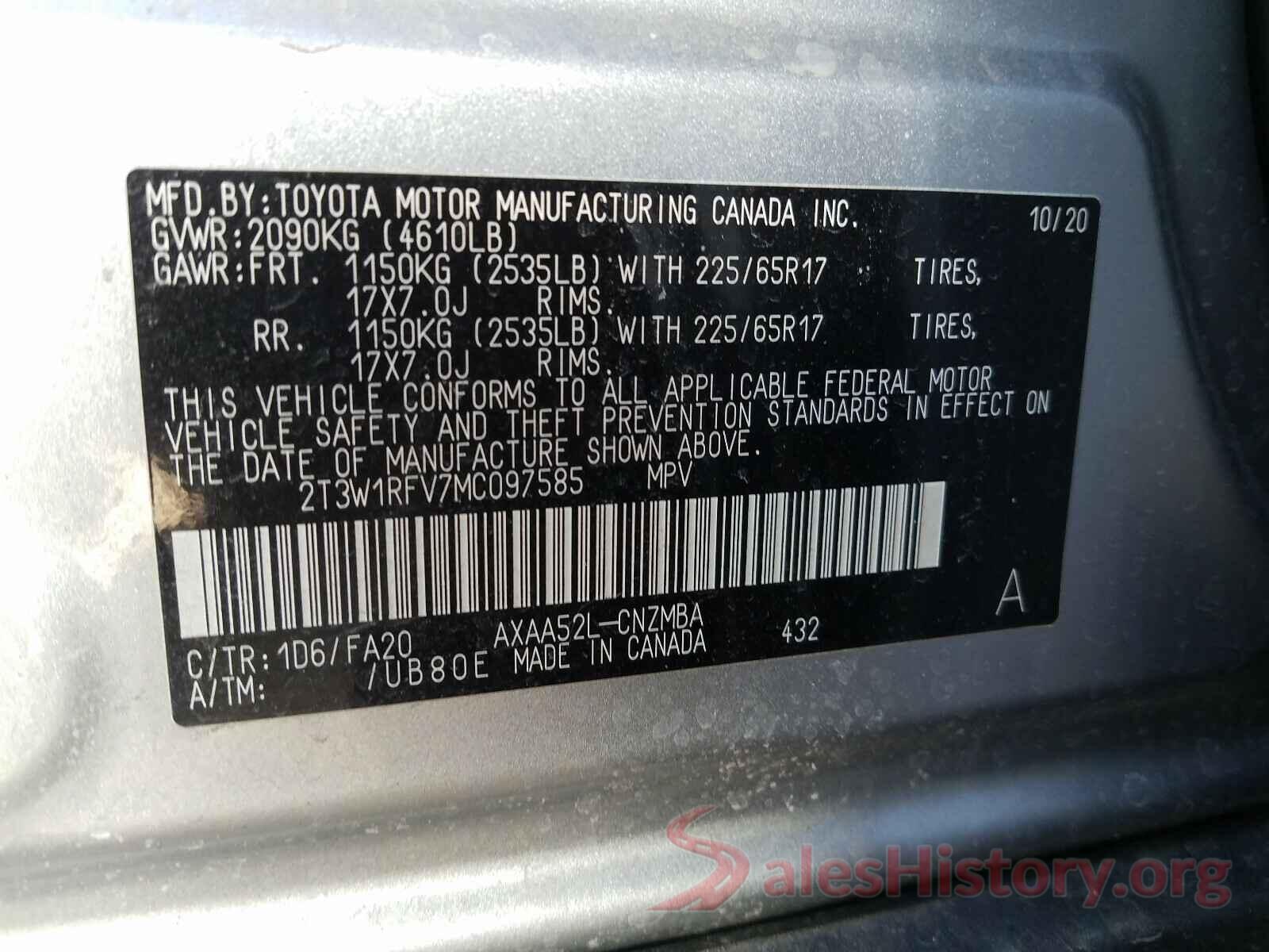 2T3W1RFV7MC097585 2021 TOYOTA RAV4